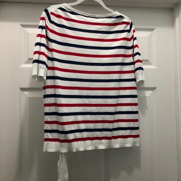 Relaxed tie-front short-sleeve sweater - Picture 6 of 8